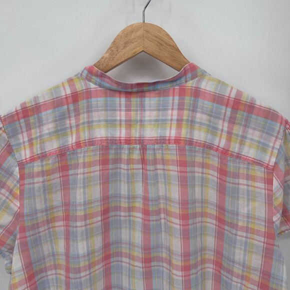 L.L. Bean Button Front Shirt Womens Plus 3X White Pastel Plaid 100% Cotton - Picture 7 of 9
